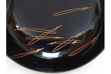 輪島塗　老松　蒔絵　木製　吸物椀10客セット(雑煮椀、黒漆、お椀、漆器)(R-062619)