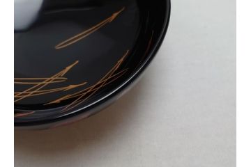 輪島塗　老松　蒔絵　木製　吸物椀10客セット(雑煮椀、黒漆、お椀、漆器)(R-062619)