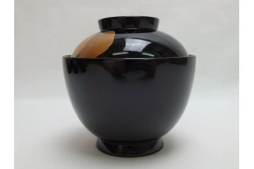 輪島塗　老松　蒔絵　木製　吸物椀10客セット(雑煮椀、黒漆、お椀、漆器)(R-062619)