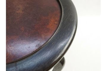 明治期　唐木　透かし彫りの装飾がアクセントになる丸花台(中国?、アジアン、サイドテーブル、飾り台、電話台)(R-062620)
