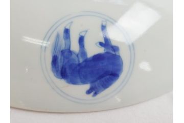 染付　鳳凰文　花弁紋　山水図　一尺四寸　約40cm　大皿(朝顔、菊、1尺4寸、和食器、和皿)(R-062625)
