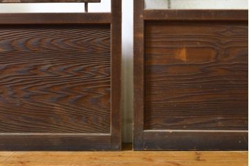 アンティーク建具　ノスタルジックな雰囲気を醸し出すガラス戸2枚セット(引き戸、建具)(R-062629)