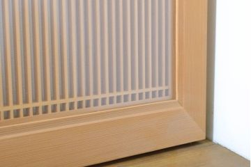 ビンテージ建具　両面ガラス　繊細な格子が目を惹く筬(おさ)欄間2枚セット(明り取り、明かり取り、オサランマ、ヴィンテージ、建具)(R-062630)