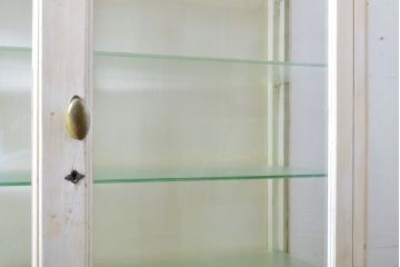 和製アンティーク　シャビーシックな風合いがお洒落!こなれ感のある雰囲気を盛り上げるケビント(ガラスケース、飾り棚、陳列棚、ショーケース、収納棚、戸棚、デンタルケース、デンタルキャビネット)(R-062632)