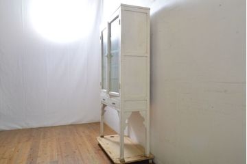 和製アンティーク　雑貨屋さんやカフェ風インテリアが叶うレトロなケビント(ガラスケース、飾り棚、陳列棚、ショーケース、収納棚、戸棚、デンタルケース、デンタルキャビネット)(R-062633)