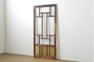 アンティーク建具　大正ロマンの雰囲気香る色ガラス入り扉1枚(ドア、木製ドア、建具)(R-062644)