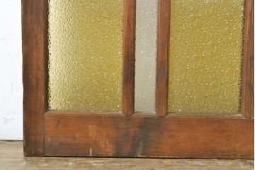 アンティーク建具　大正ロマンの雰囲気香る色ガラス入り扉1枚(ドア、木製ドア、建具)(R-062644)