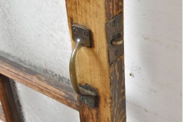 アンティーク建具　大正ロマンの雰囲気香る色ガラス入り扉1枚(ドア、木製ドア、建具)(R-062644)