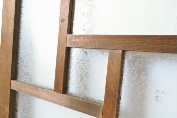 アンティーク建具　大正ロマンの雰囲気香る色ガラス入り扉1枚(ドア、木製ドア、建具)(R-062644)
