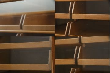 イギリスアンティーク　オーク材　使い込まれた木の風合いが魅力のシャツケース(ガラスケース、ショーケース、店舗什器、引き出し、陳列棚)(R-062646)