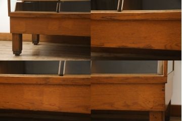 イギリスアンティーク　オーク材　使い込まれた木の風合いが魅力のシャツケース(ガラスケース、ショーケース、店舗什器、引き出し、陳列棚)(R-062646)