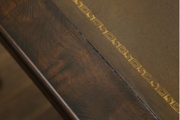 中古　DREXEL HERITAGE(ドレクセルヘリテイジ)　レザートップがおしゃれなゲームテーブル(ダイニングテーブル、サイドテーブル、食卓、2人掛け、机、在宅ワーク用、在宅用、ワークデスク、本革)(R-062648)