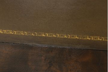 中古　DREXEL HERITAGE(ドレクセルヘリテイジ)　レザートップがおしゃれなゲームテーブル(ダイニングテーブル、サイドテーブル、食卓、2人掛け、机、在宅ワーク用、在宅用、ワークデスク、本革)(R-062648)