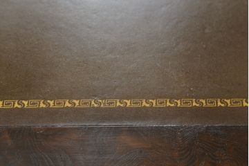 中古　DREXEL HERITAGE(ドレクセルヘリテイジ)　レザートップがおしゃれなゲームテーブル(ダイニングテーブル、サイドテーブル、食卓、2人掛け、机、在宅ワーク用、在宅用、ワークデスク、本革)(R-062648)