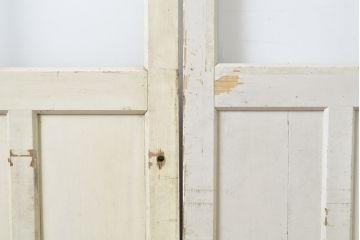 アンティーク建具　ペイント仕上げ限定　落ち着いた雰囲気を演出する古い学校のガラス戸2枚セット(引き戸、建具)(R-062649)