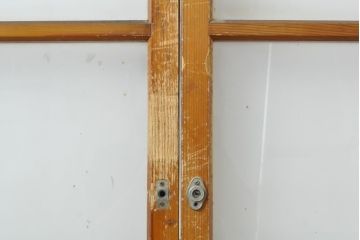 アンティーク建具　シンプルなデザインでお部屋に取り入れやすいガラス戸2枚セット(引き戸、建具)(R-062650)