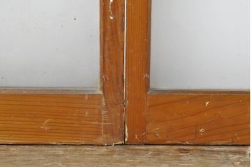 アンティーク建具　シンプルなデザインでお部屋に取り入れやすいガラス戸2枚セット(引き戸、建具)(R-062650)