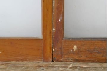 アンティーク建具　シンプルなデザインでお部屋に取り入れやすいガラス戸2枚セット(引き戸、建具)(R-062650)