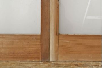 昭和レトロ　ほっこりと懐かしさを感じるすりガラスの引き戸2枚セット(ガラス戸、建具)(R-062651)