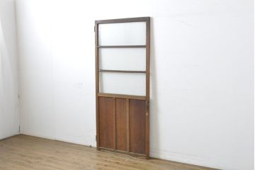 ビンテージ建具　味わい深いガラス扉1枚(ドア、木製ドア、ヴィンテージ)(R-062653)