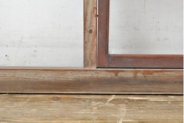 アンティーク建具　小窓付き　回転する小窓付きが珍しいシンプルなデザインのガラス欄間1枚(明り取り、明かり取り、ガラス戸、建具)(R-062654)