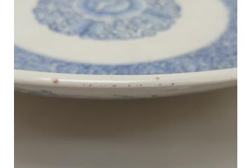 江戸期　古伊万里　染付　線描　花唐草　1尺3寸皿　約41cm　大皿(一尺三寸、和食器、和皿)(R-062655)