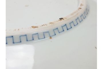 江戸期　古伊万里　染付　線描　花唐草　1尺3寸皿　約41cm　大皿(一尺三寸、和食器、和皿)(R-062655)