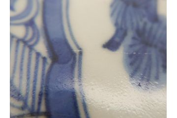 江戸期　古伊万里　染付　線描　松竹梅文　花唐草　1尺4寸皿　約44cm　大皿(一尺四寸、和食器、和皿)(R-062656)