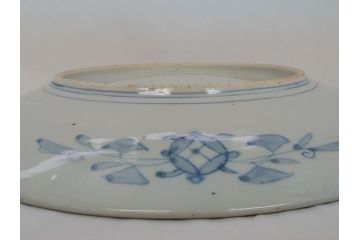 江戸幕末　古伊万里　色絵染付　金彩　麒麟　鳳凰　花蝶図　1尺5寸皿　約46cm　大皿(一尺五寸、花鳥文、和食器、和皿)(R-062657)