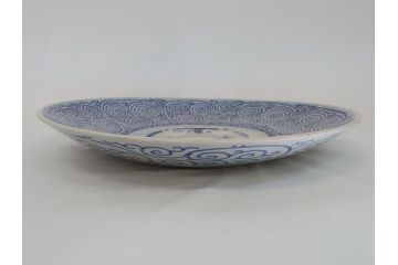 江戸期　古伊万里　太明成化年製　染付　蛸唐草文　松竹梅図　1尺5寸皿　約46cm　大皿(一尺五寸、和食器、和皿)(R-062658)