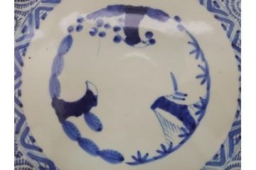江戸期　古伊万里　太明成化年製　染付　蛸唐草文　松竹梅図　1尺5寸皿　約46cm　大皿(一尺五寸、和食器、和皿)(R-062658)