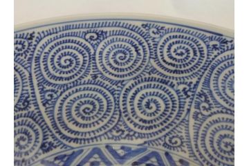 江戸期　古伊万里　太明成化年製　染付　蛸唐草文　松竹梅図　1尺5寸皿　約46cm　大皿(一尺五寸、和食器、和皿)(R-062658)