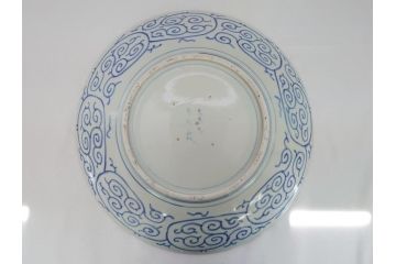 江戸期　古伊万里　太明成化年製　染付　蛸唐草文　松竹梅図　1尺5寸皿　約46cm　大皿(一尺五寸、和食器、和皿)(R-062658)