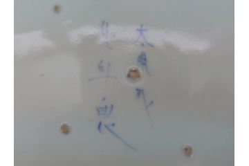 江戸期　古伊万里　太明成化年製　染付　蛸唐草文　松竹梅図　1尺5寸皿　約46cm　大皿(一尺五寸、和食器、和皿)(R-062658)