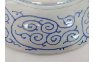 江戸期　古伊万里　太明成化年製　染付　蛸唐草文　松竹梅図　1尺5寸皿　約46cm　大皿(一尺五寸、和食器、和皿)(R-062658)
