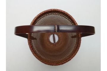 八木澤啓造(蒼かん)　時雨花籠(共箱付き、花入、竹工芸、花カゴ、竹細工、手付、竹かご)(R-062662)