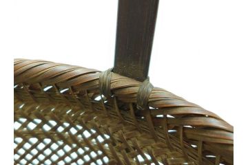 八木澤啓造(蒼かん)　時雨花籠(共箱付き、花入、竹工芸、花カゴ、竹細工、手付、竹かご)(R-062662)