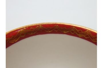 江戸〜明治期　大日本九谷製　赤絵　金彩　花鳥文　煎茶碗5客セット(共箱付き、湯呑、向付、煎茶器、玉露碗、猪口、和食器)(R-062663)