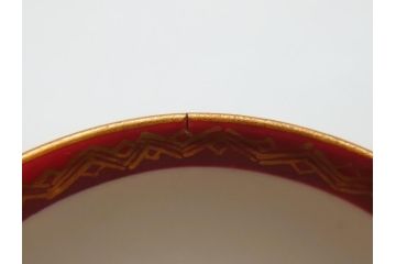 江戸〜明治期　大日本九谷製　赤絵　金彩　花鳥文　煎茶碗5客セット(共箱付き、湯呑、向付、煎茶器、玉露碗、猪口、和食器)(R-062663)