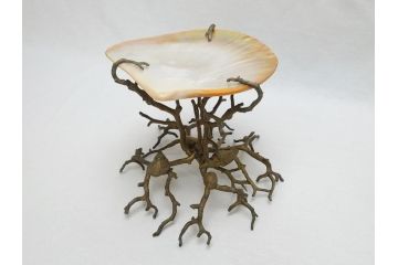 MAITLAND SMITH(メートランドスミス)　真鍮と貝のアクセサリートレイ(珊瑚、サンゴ、小物入れ、ブラス、BRASS、シェル、SHELLFISH、ディスプレイ)(R-062664)