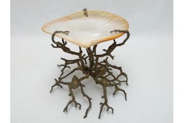 MAITLAND SMITH(メートランドスミス)　真鍮と貝のアクセサリートレイ(珊瑚、サンゴ、小物入れ、ブラス、BRASS、シェル、SHELLFISH、ディスプレイ)(R-062664)