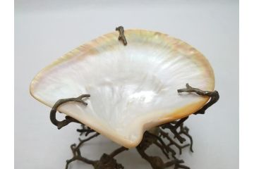 MAITLAND SMITH(メートランドスミス)　真鍮と貝のアクセサリートレイ(珊瑚、サンゴ、小物入れ、ブラス、BRASS、シェル、SHELLFISH、ディスプレイ)(R-062664)