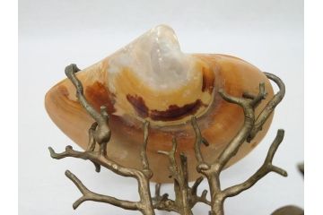 MAITLAND SMITH(メートランドスミス)　真鍮と貝のアクセサリートレイ(珊瑚、サンゴ、小物入れ、ブラス、BRASS、シェル、SHELLFISH、ディスプレイ)(R-062664)