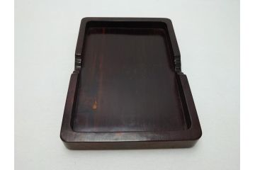 唐木　漢詩彫　国藩　硯箱(書道具、小箱、木箱)(R-062674)