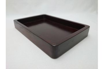 唐木　漢詩彫　国藩　硯箱(書道具、小箱、木箱)(R-062674)