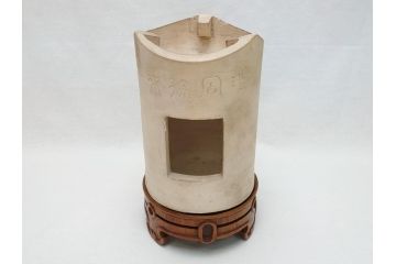青木木米作　白泥　三峯炉　涼炉　煙座付(共箱付き、中国、煎茶道具、茶道具、三峰炉)(R-062679)