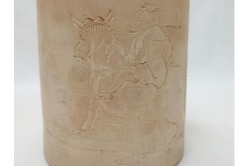 青木木米作　白泥　三峯炉　涼炉　煙座付(共箱付き、中国、煎茶道具、茶道具、三峰炉)(R-062679)
