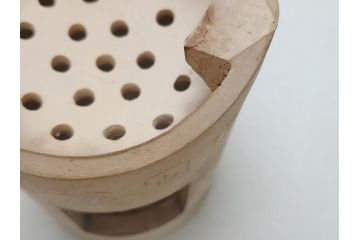 青木木米作　白泥　三峯炉　涼炉　煙座付(共箱付き、中国、煎茶道具、茶道具、三峰炉)(R-062679)