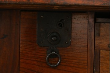 和製アンティーク　江戸期から明治期　三方欅(ケヤキ)材　重ねた花びらの様な杢目が美しい佐渡箪笥ローチェスト　(R-062686)