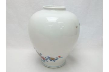 酒井田柿右衛門　花鳥文　孔雀　牡丹　花瓶(花器、花入れ、フラワーベース)(R-062689)